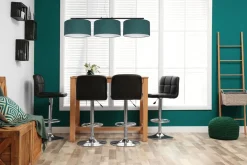 Bürolampen|Wohnzimmerlampen*Belis Blendarme Pendelleuchte Stoff Schwarz Grün E27 L:100 cm