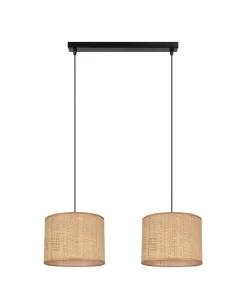 Hängelampen|Bürolampen*Belis Blendarme Pendelleuchte Stoff Braun E27 50 cm länglich