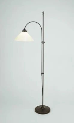 Berliner Messingleuchten Blendarme Stehlampe Messing Antik Glas Elfenbein 160 cm< Wohnzimmerlampen|Metall Lampen