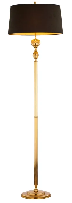 Jupiter Blendarme Stehlampe Stoff Messing 177 cm in Gold Schwarz< Bürolampen|Stofflampen
