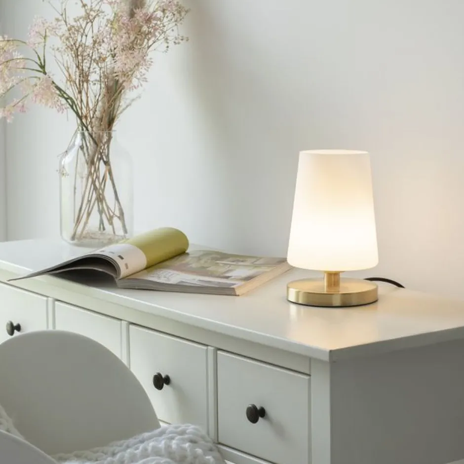 Wohnzimmerlampen|Schlafzimmer Lampen*Paul Neuhaus Blendarme Tischlampe dimmbar Touch Glas G9 inklusive