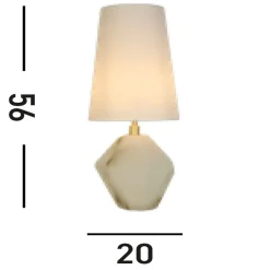 Searchlight Blendarme Tischlampe Harz Stoff 55,5 cm wohnlich Weiß< Wohnzimmerlampen|Stofflampen