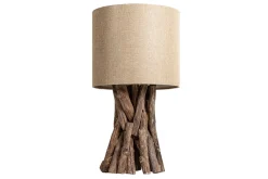 Invicta Interior Blendarme Tischleuchte Holz Leinen 50 cm E27 wohnlich< Tischlampen|Schlafzimmer Lampen