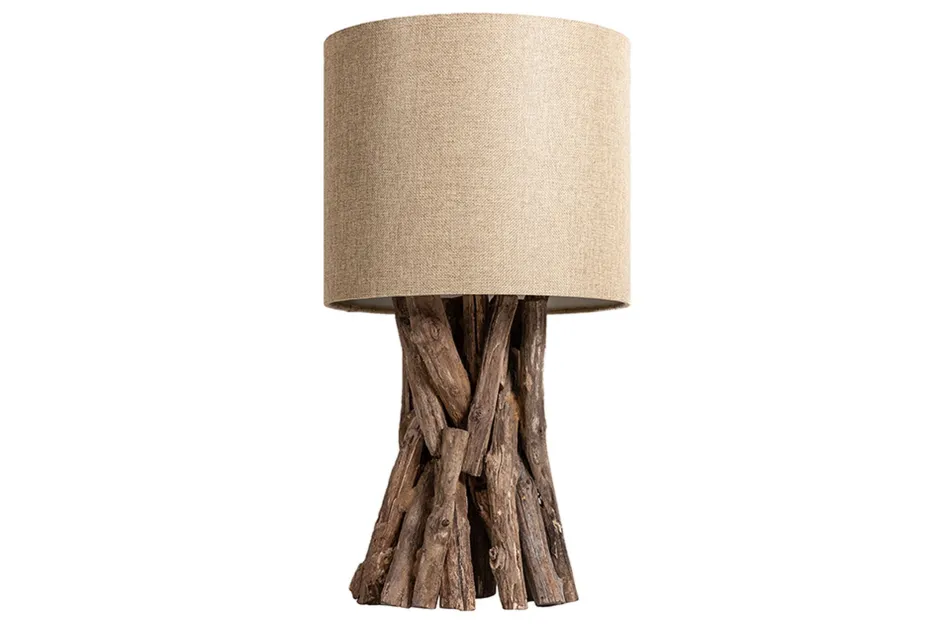 Invicta Interior Blendarme Tischleuchte Holz Leinen 50 cm E27 wohnlich< Tischlampen|Schlafzimmer Lampen