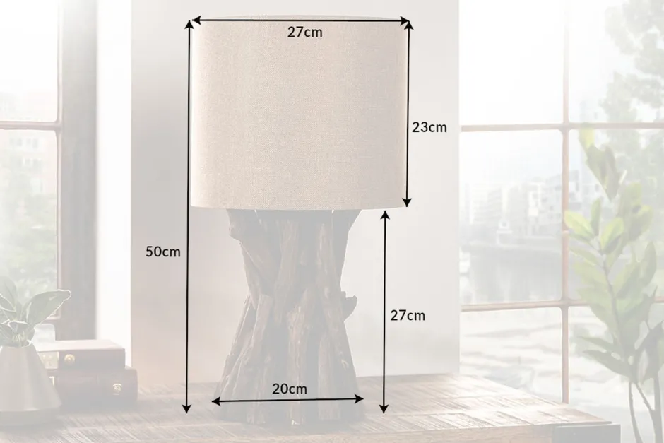 Invicta Interior Blendarme Tischleuchte Holz Leinen 50 cm E27 wohnlich< Tischlampen|Schlafzimmer Lampen