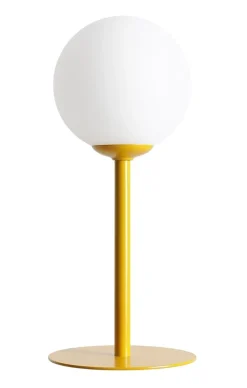 Tischlampen|Kugellampen*ALDEX Blendarme Tischleuchte Metall Gelb 35 cm E14 Glas Weiß