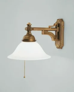 Wohnzimmerlampen|Küchenlampen*Berliner Messingleuchten Blendarme Wandlampe Messing Glas E27 Zugschalter