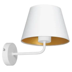 Wandleuchten|Schlafzimmer Lampen*Luminex Blendarme Wandlampe Weiß Gold Stoff Metall E27 H:23 cm
