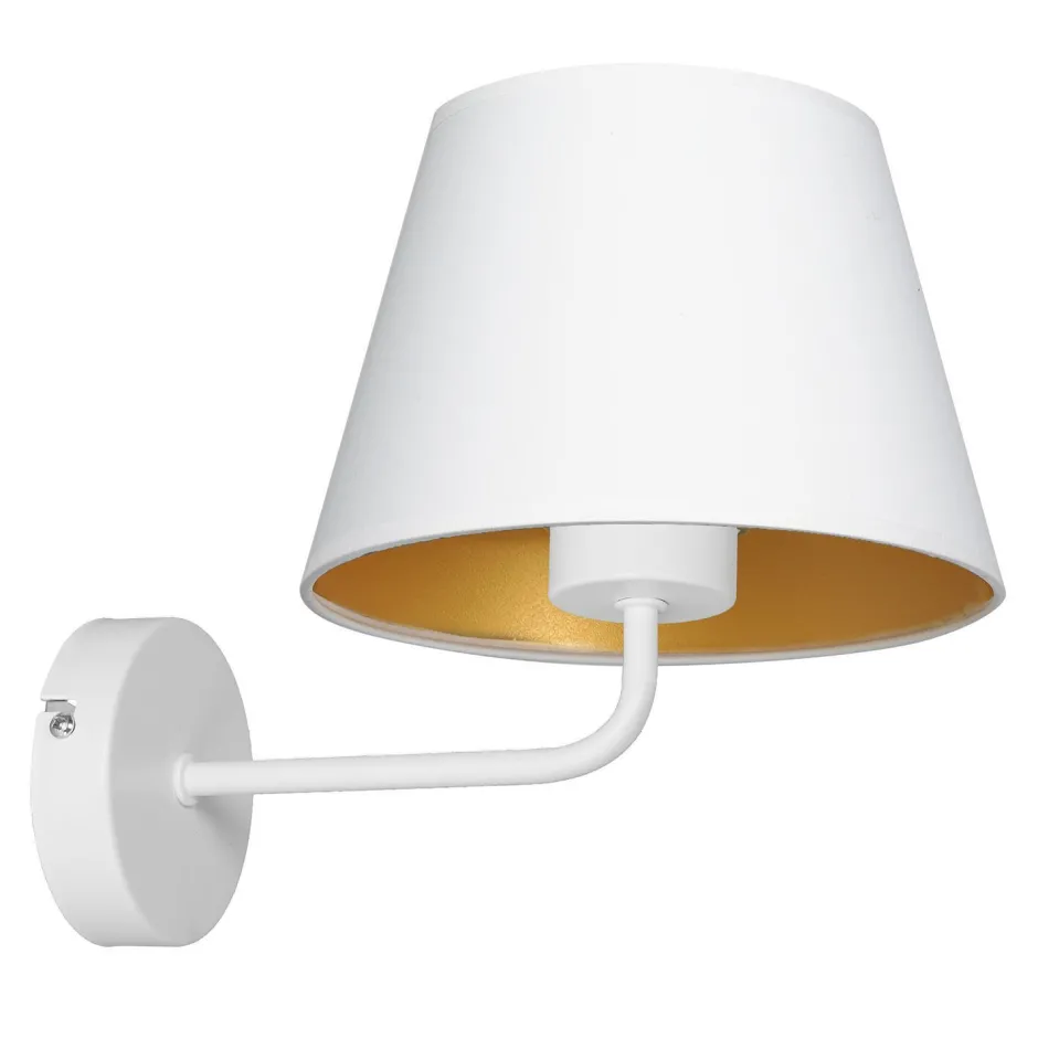 Wandleuchten|Schlafzimmer Lampen*Luminex Blendarme Wandlampe Weiß Gold Stoff Metall E27 H:23 cm