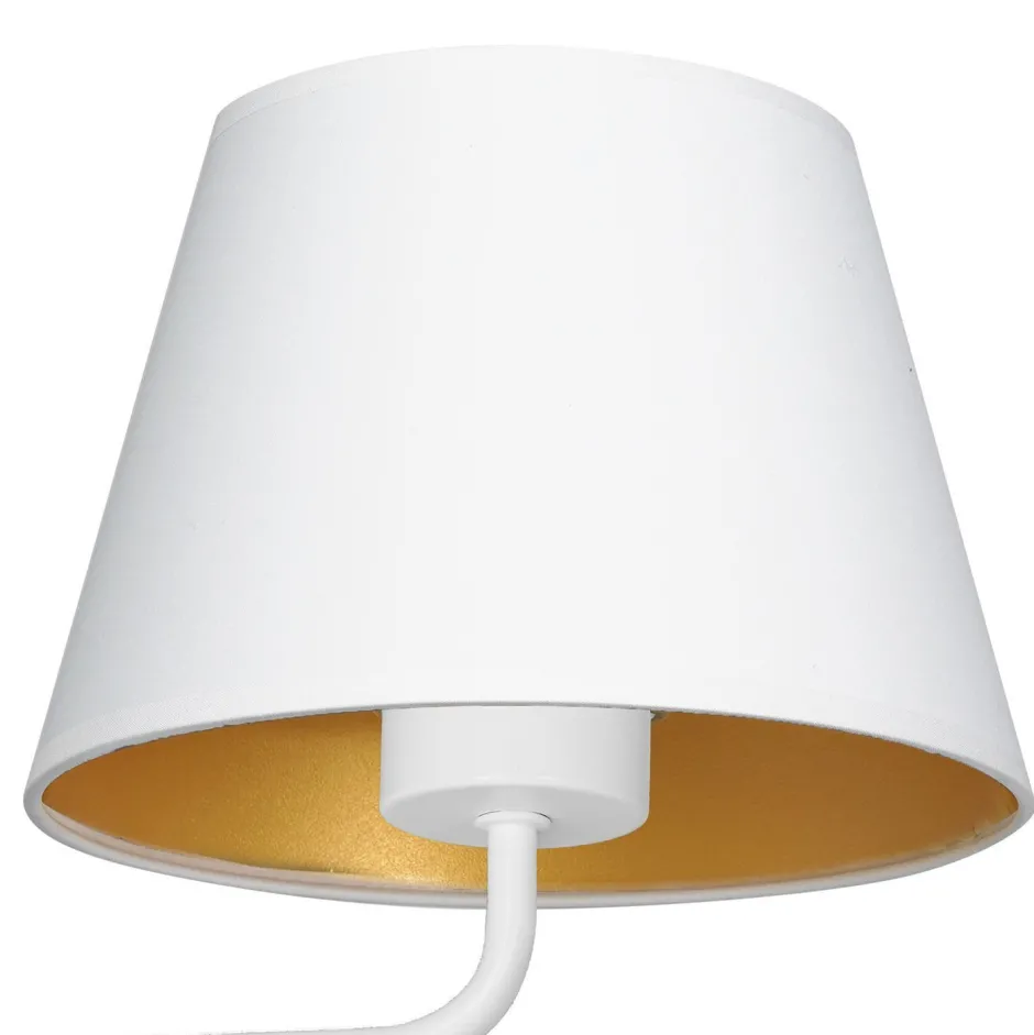 Wandleuchten|Schlafzimmer Lampen*Luminex Blendarme Wandlampe Weiß Gold Stoff Metall E27 H:23 cm