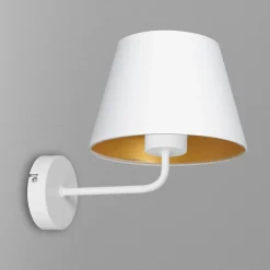 Wandleuchten|Schlafzimmer Lampen*Luminex Blendarme Wandlampe Weiß Gold Stoff Metall E27 H:23 cm