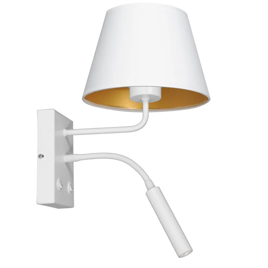 Wandleuchten|Schlafzimmer Lampen*Luminex Blendarme Wandlampe Weiß Gold Stoff Lesearm E27 G9