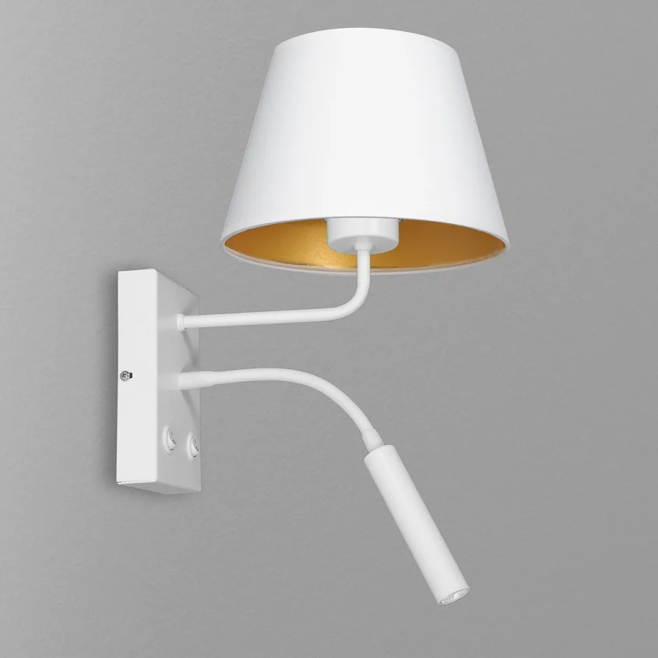 Wandleuchten|Schlafzimmer Lampen*Luminex Blendarme Wandlampe Weiß Gold Stoff Lesearm E27 G9