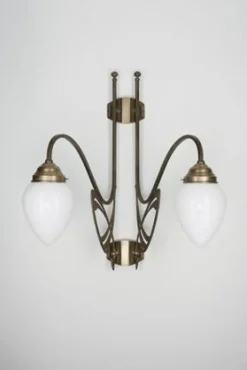 Berliner Messingleuchten Blendarme Wandleuchte Berliner Messing Glas B:55 cm E27< Wohnzimmerlampen|Küchenlampen