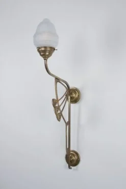 Wohnzimmerlampen|Metall Lampen*Berliner Messingleuchten Blendarme Wandleuchte Berliner Messing Glas H:85 cm E27