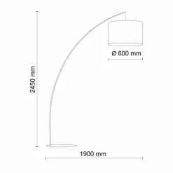 TK Lighting Bogenleuchte Schwarz Metall Stoff 245 cm hoch XXL E27< Stofflampen|Moderne Lampen
