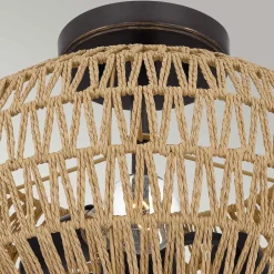 Deckenleuchten|Flurlampen*Elstead Boho Deckenlampe Seil Metall D: 40,6 cm rund 3x E27 Modern