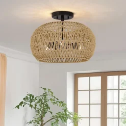 Deckenleuchten|Flurlampen*Elstead Boho Deckenlampe Seil Metall D: 40,6 cm rund 3x E27 Modern