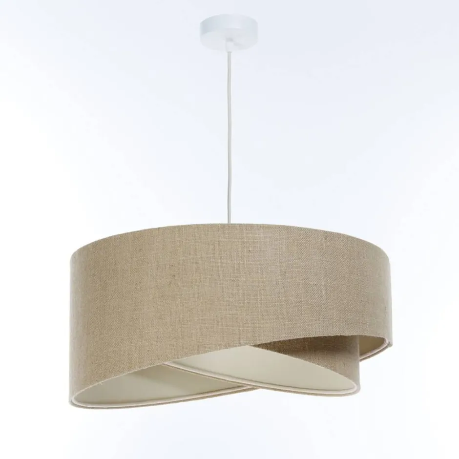 BPS Koncept Boho Hängelampe Stoff D: 50 cm rund E27 Natur Modern INGRAM< Bürolampen|Schlafzimmer Lampen