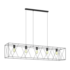 Luminex Breite Drahtgestell Hängeleuchte FRAME in Schwarz 5-flmg< Hängelampen|Esszimmer Lampen