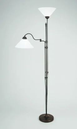 Wohnzimmerlampen|Metall Lampen*Berliner Messingleuchten Deckenfluter Antik Messing Glas E27 200 cm blendarm