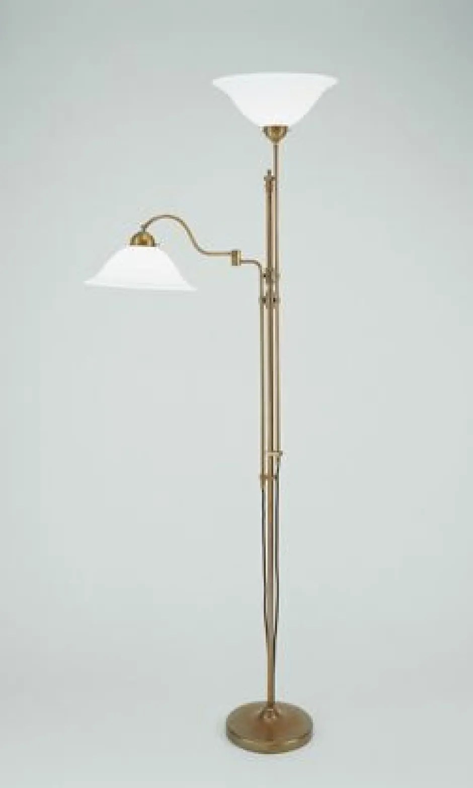 Berliner Messingleuchten Deckenfluter Berliner Messing Glas mit Leselicht 200 cm< Wohnzimmerlampen|Metall Lampen