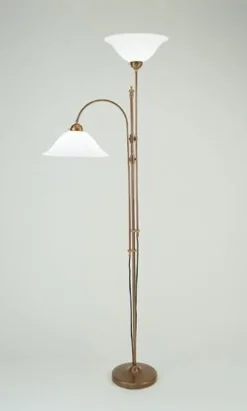 Berliner Messingleuchten Deckenfluter Berliner Messing Glas E27 200 cm elegant< Wohnzimmerlampen|Metall Lampen