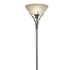 Searchlight Deckenfluter Glas Metall 179 cm hoch E27 Messing Antik Weiß< Wohnzimmerlampen|Glaslampen