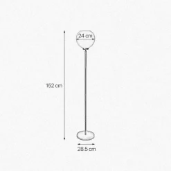 Bürolampen|Lampen Aus Aller Welt*Giovanni Battista Deckenfluter klein 152 cm Messing Glas E27 in Bronze Weiß