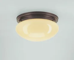 Flurlampen|Wohnzimmerlampen*Berliner Messingleuchten Deckenlampe Antik Messing Glas in Elfenbein E27 Ø30 cm