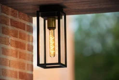 Deckenleuchten Außen|Metall Lampen* Deckenlampe Außen Glas Metall Schwarz E27 IP54 Terrasse