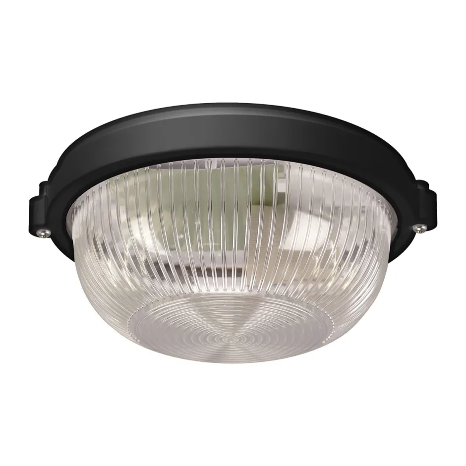 Badezimmer Lampe|Feuchtraumleuchten*Strühm Deckenlampe außen Maritim Ø 18 cm klein IP65 Schwarz E27