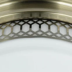 Glaslampen|Rustikale Lampen*Searchlight Deckenlampe Badezimmer Ø 35 cm IP44 Messing Antik Weiß 2x E27