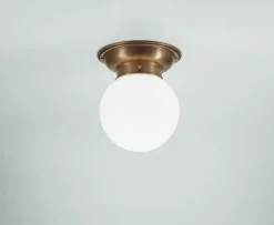 Flurlampen|Bürolampen*Berliner Messingleuchten Deckenlampe Berliner Messing Glaskugel E27 Ø16 cm rund