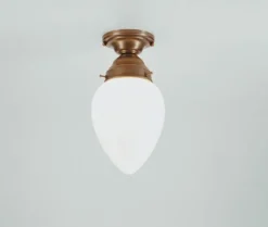 Flurlampen|Bürolampen*Berliner Messingleuchten Deckenlampe Berliner Messing Glas blendarm E27 B:14 cm