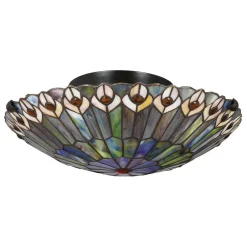 Deckenleuchten|Flurlampen*Elstead Deckenlampe Buntglas Ø 42 cm rund 2x E27 Tiffany Stil