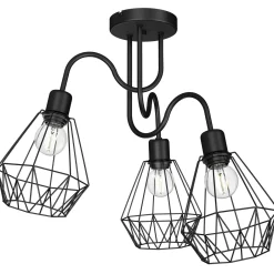 Deckenleuchten|Wohnzimmerlampen*Luminex Deckenlampe Draht Schirm Schwarz Retro Design E27