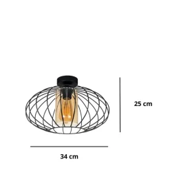 Flurlampen|Bürolampen*Belis Deckenlampe E27 Ø34 cm Schwarz Honig blendarm Retro