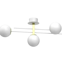 Luminex Deckenlampe E27 Glaskugeln Metall in Weiß Gold L:88 cm< Deckenleuchten|Badezimmer Lampe