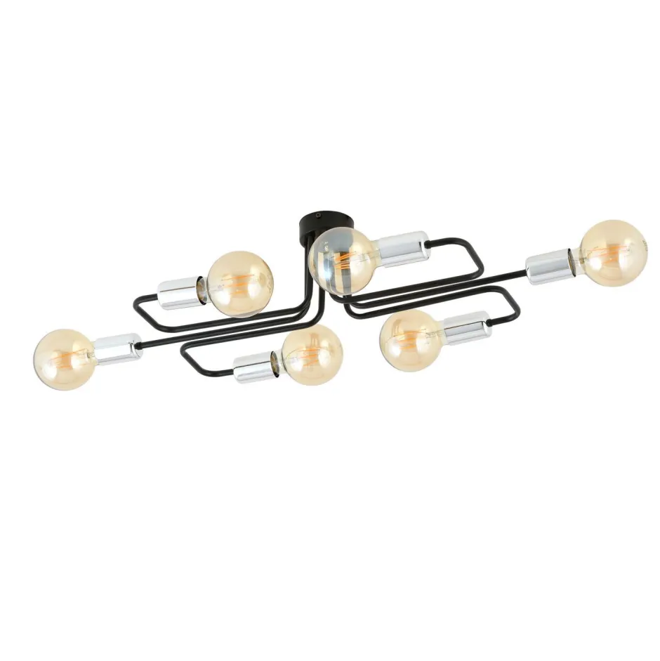 Deckenleuchten|Flurlampen*Emibig Deckenlampe flach Metall 6-flammig Retro 55 cm lang