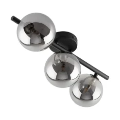 TK Lighting Deckenlampe 3-flammig 47 cm lang Schwarz Grau G9 Rauchglas< Glaslampen|Metall Lampen