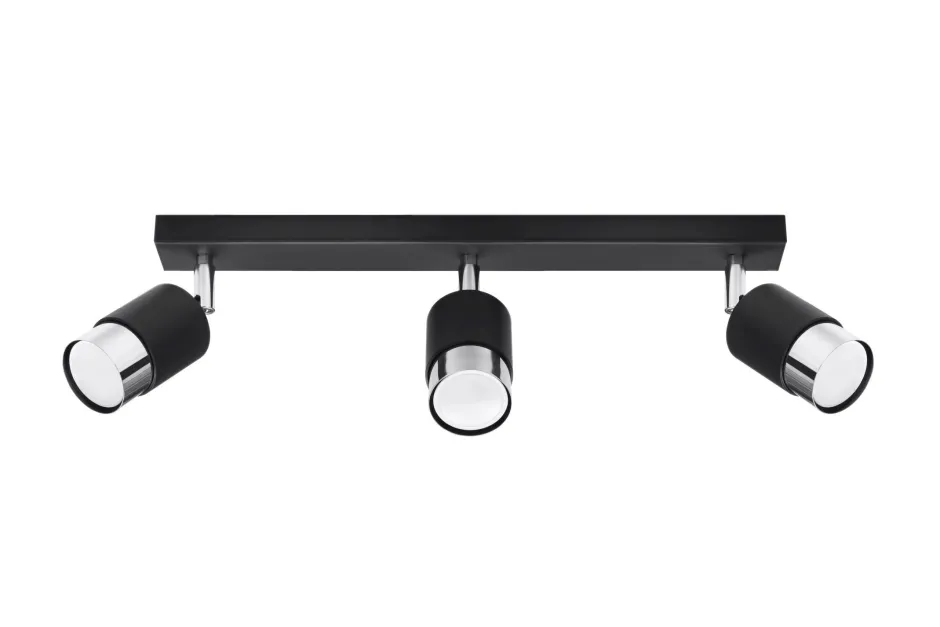 Deckenleuchten|Flurlampen*Sollux Deckenlampe 3-flammig 45 cm Schwarz Chrom schwenkbar