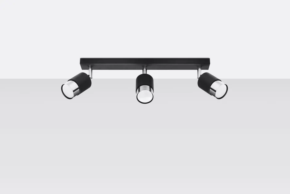 Deckenleuchten|Flurlampen*Sollux Deckenlampe 3-flammig 45 cm Schwarz Chrom schwenkbar