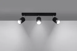 Deckenleuchten|Flurlampen*Sollux Deckenlampe 3-flammig 45 cm Schwarz Chrom schwenkbar