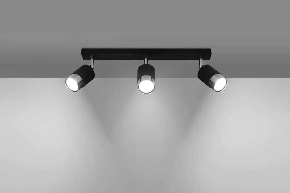 Deckenleuchten|Flurlampen*Sollux Deckenlampe 3-flammig 45 cm Schwarz Chrom schwenkbar