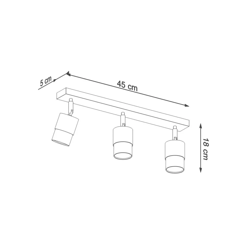 Deckenleuchten|Flurlampen*Sollux Deckenlampe 3-flammig 45 cm Schwarz Chrom schwenkbar