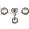 Deckenleuchten|Flurlampen*Searchlight Deckenlampe 3-flammig Chrom Rauchgrau G9 Glas Metall