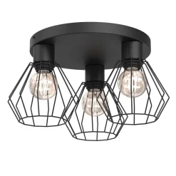 Deckenleuchten|Flurlampen*Luminex Deckenlampe 3-flammig Draht Metall Schwarz Ø43 cm rund