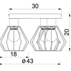 Deckenleuchten|Flurlampen*Luminex Deckenlampe 3-flammig Draht Metall Schwarz Ø43 cm rund