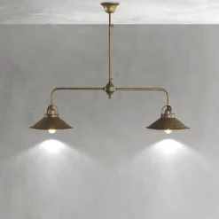 Messinglampen|Rustikale Lampen*Giovanni Battista Deckenlampe 2-flammig E27 in Bronze Antik Echt-Messing